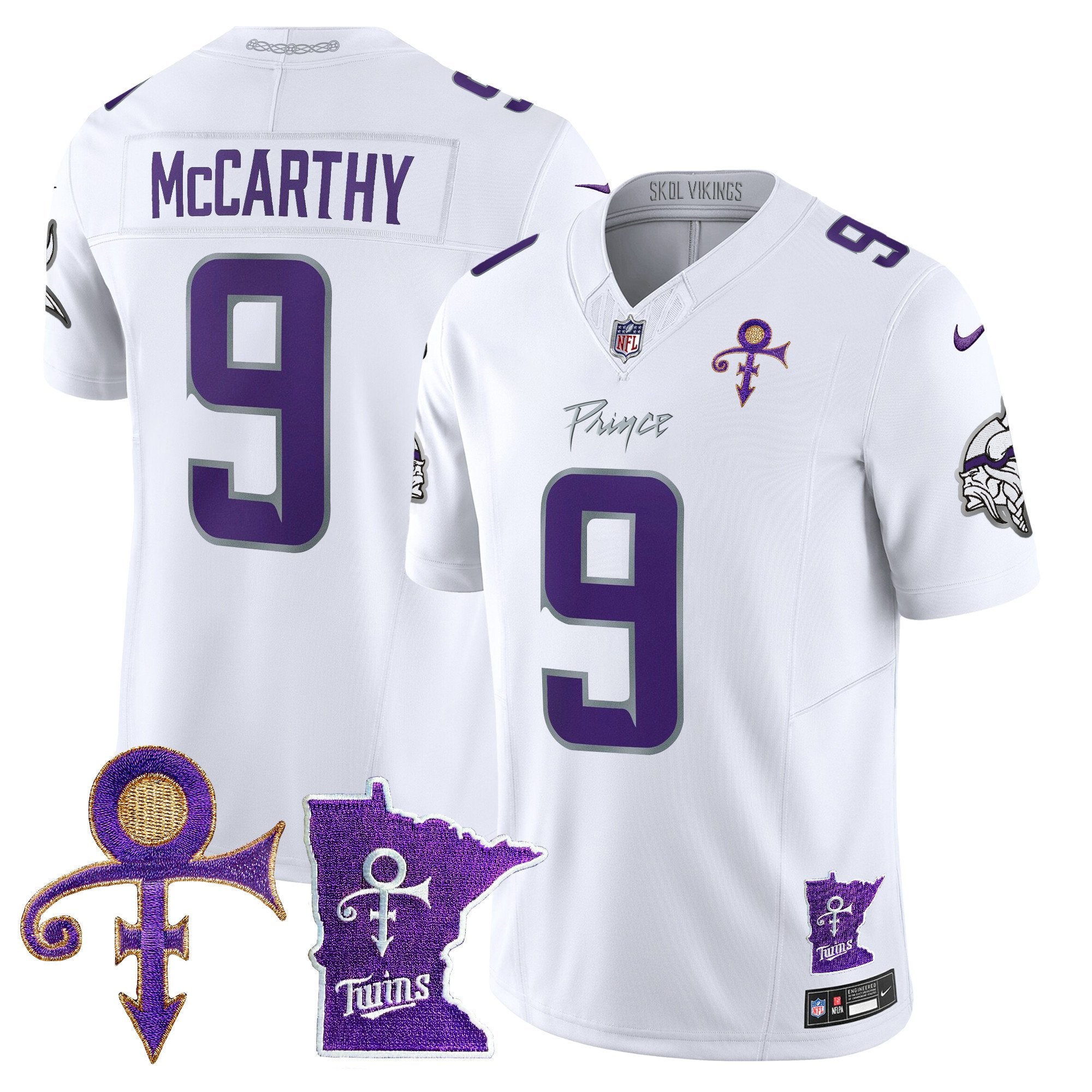 Men's Minnesota Vikings 2024 Prince Vapor Limited Jersey V2 - All Stitched - White Limited, J.J. McCarthy