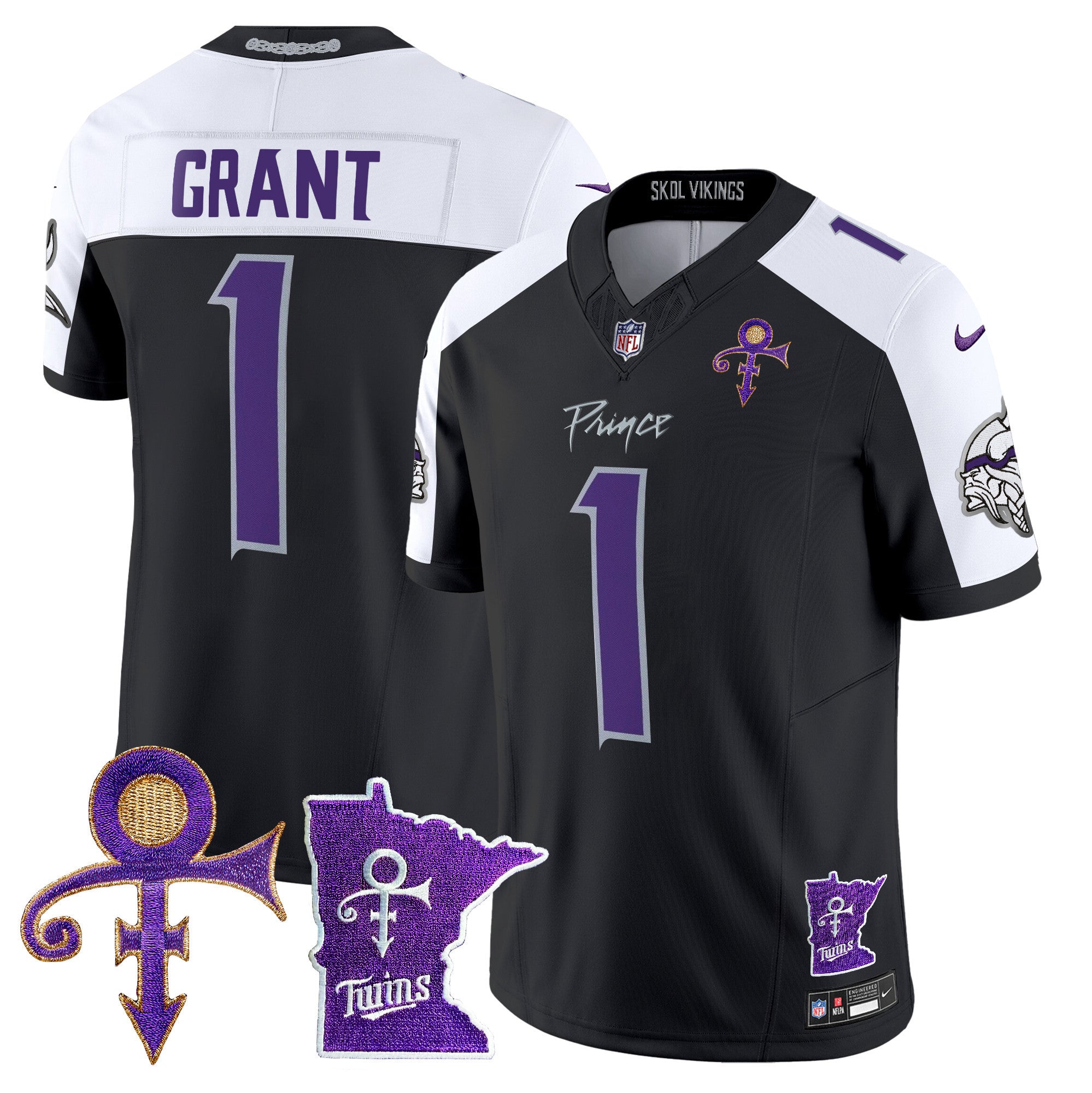 Men's Minnesota Vikings 2024 Prince Vapor Limited Jersey V2 - All Stitched - Black Alternate, Bud Grant