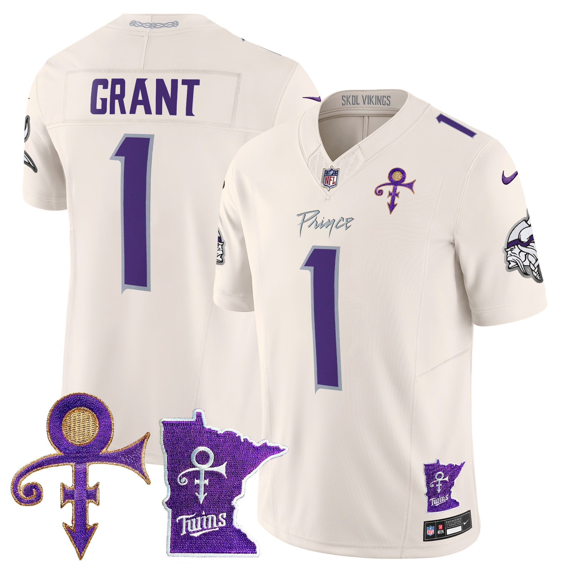 Men's Minnesota Vikings 2024 Prince Vapor Limited Jersey V2 - All Stitched - Cream, Bud Grant