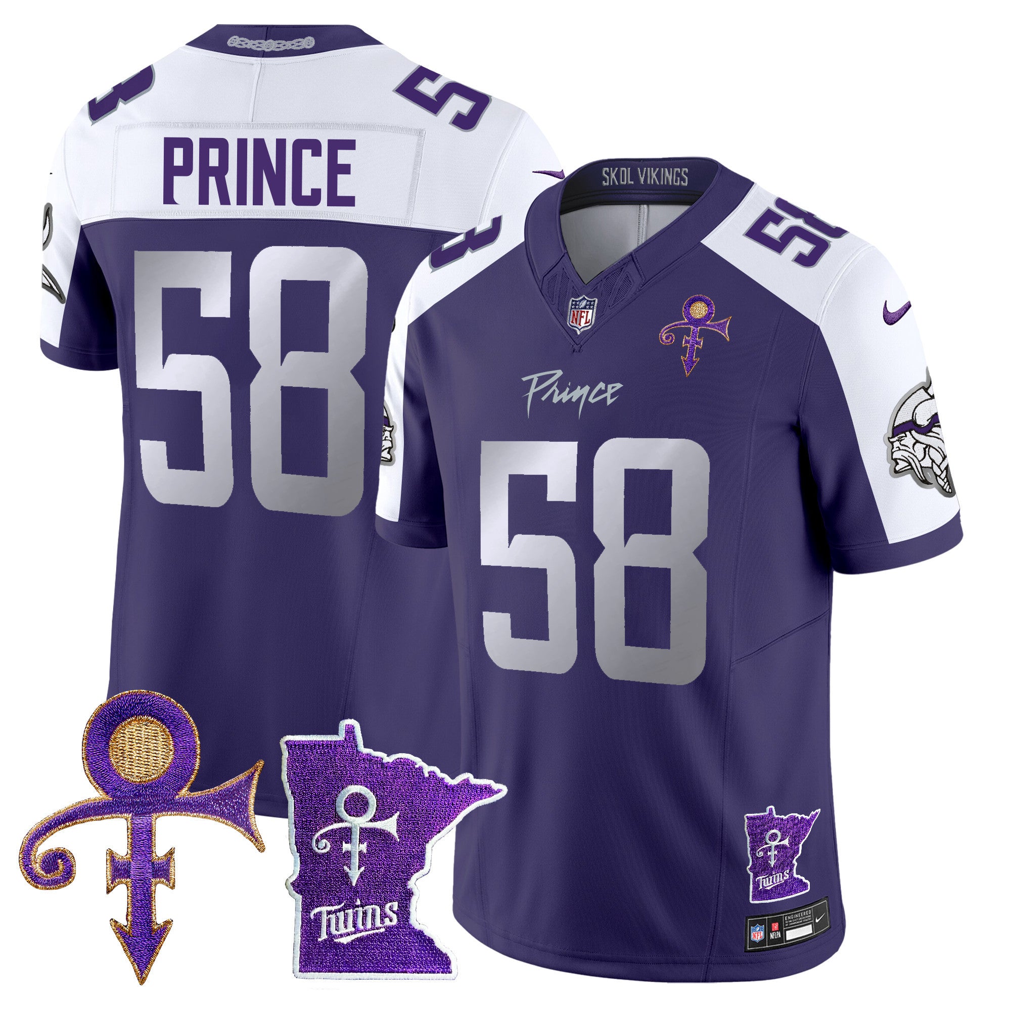 Men's Minnesota Vikings 2024 Prince Vapor Limited Jersey V2 - All Stitched - Purple Alternate, Prince 1958