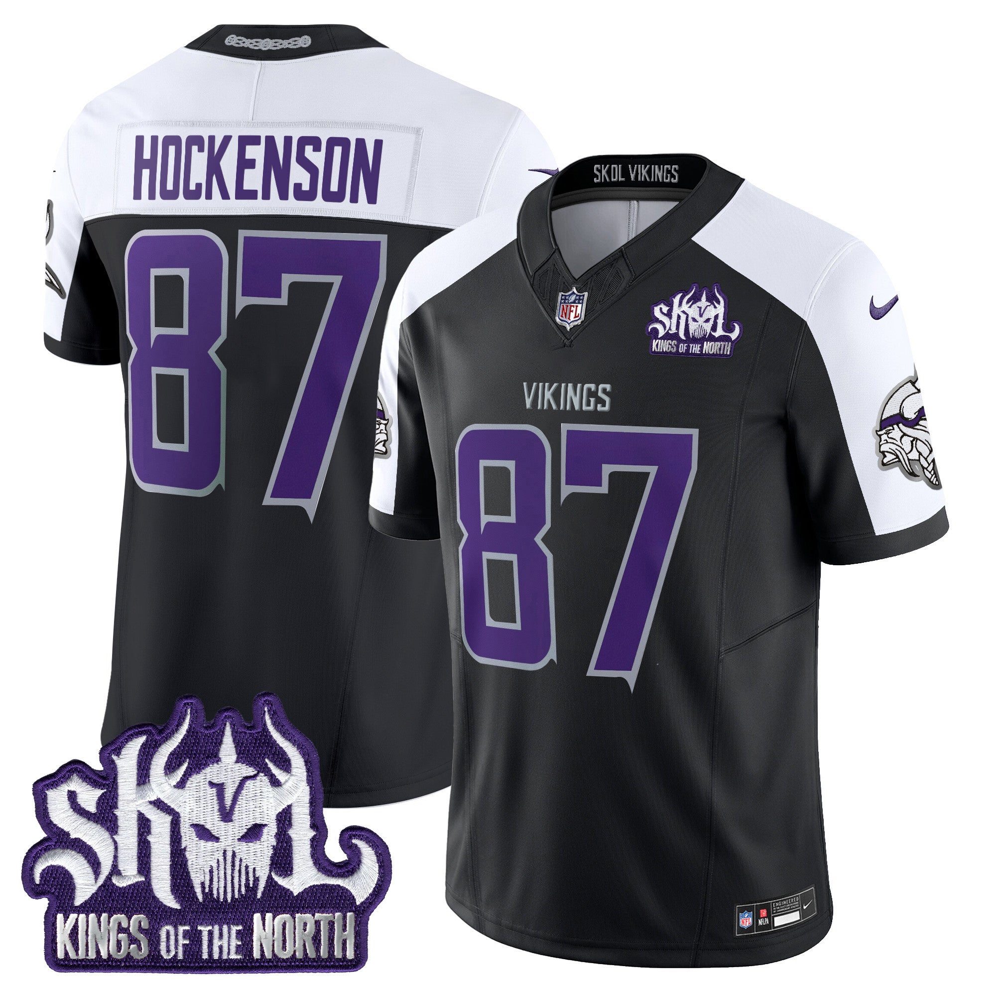 Men's Minnesota Vikings 2024 Winter Warrior Skol Patch Vapor Limited Jersey - All Stitched - Black Alternate, T.J. Hockenson