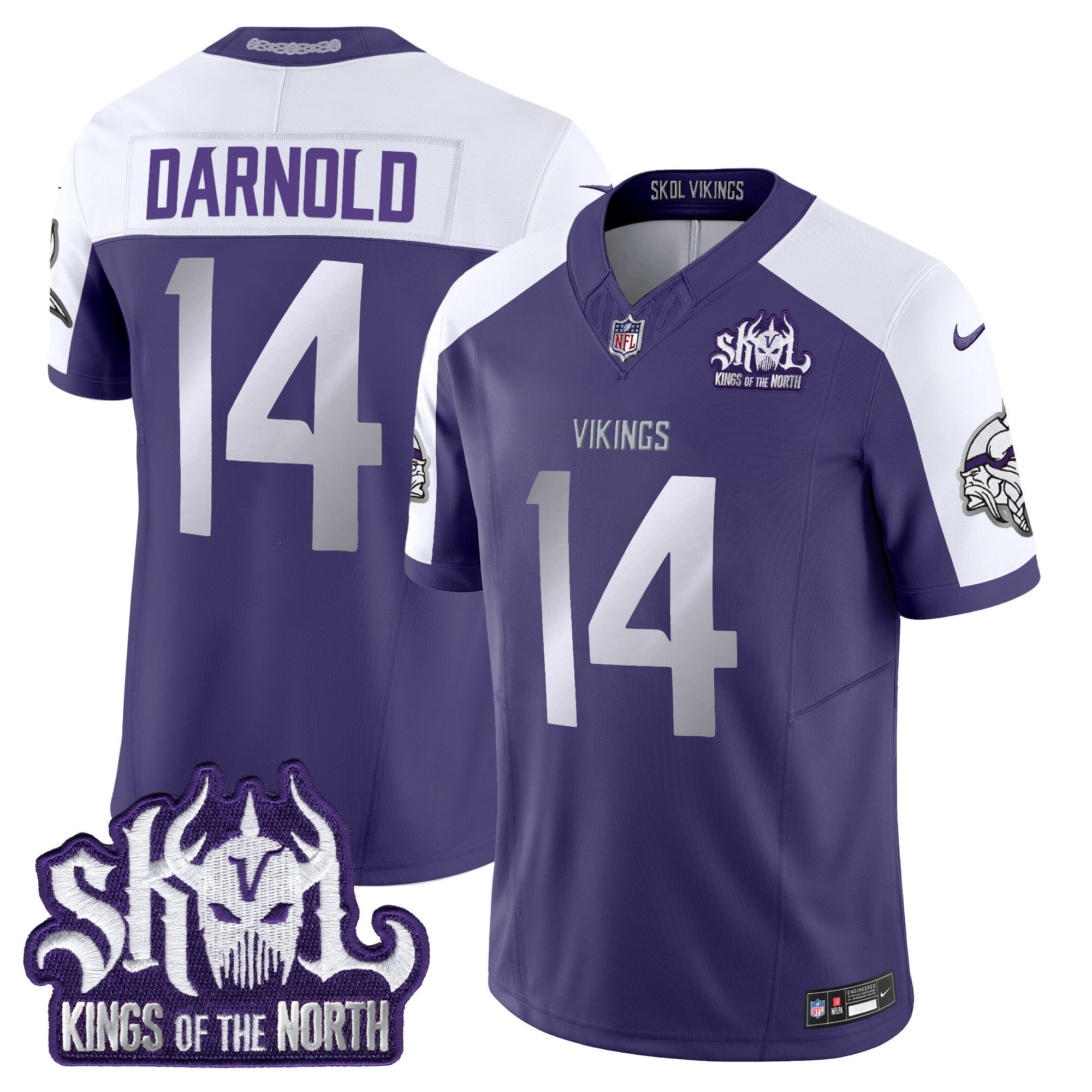 Men's Minnesota Vikings 2024 Winter Warrior Skol Patch Vapor Limited Jersey - All Stitched - Purple Alternate, Sam Darnold