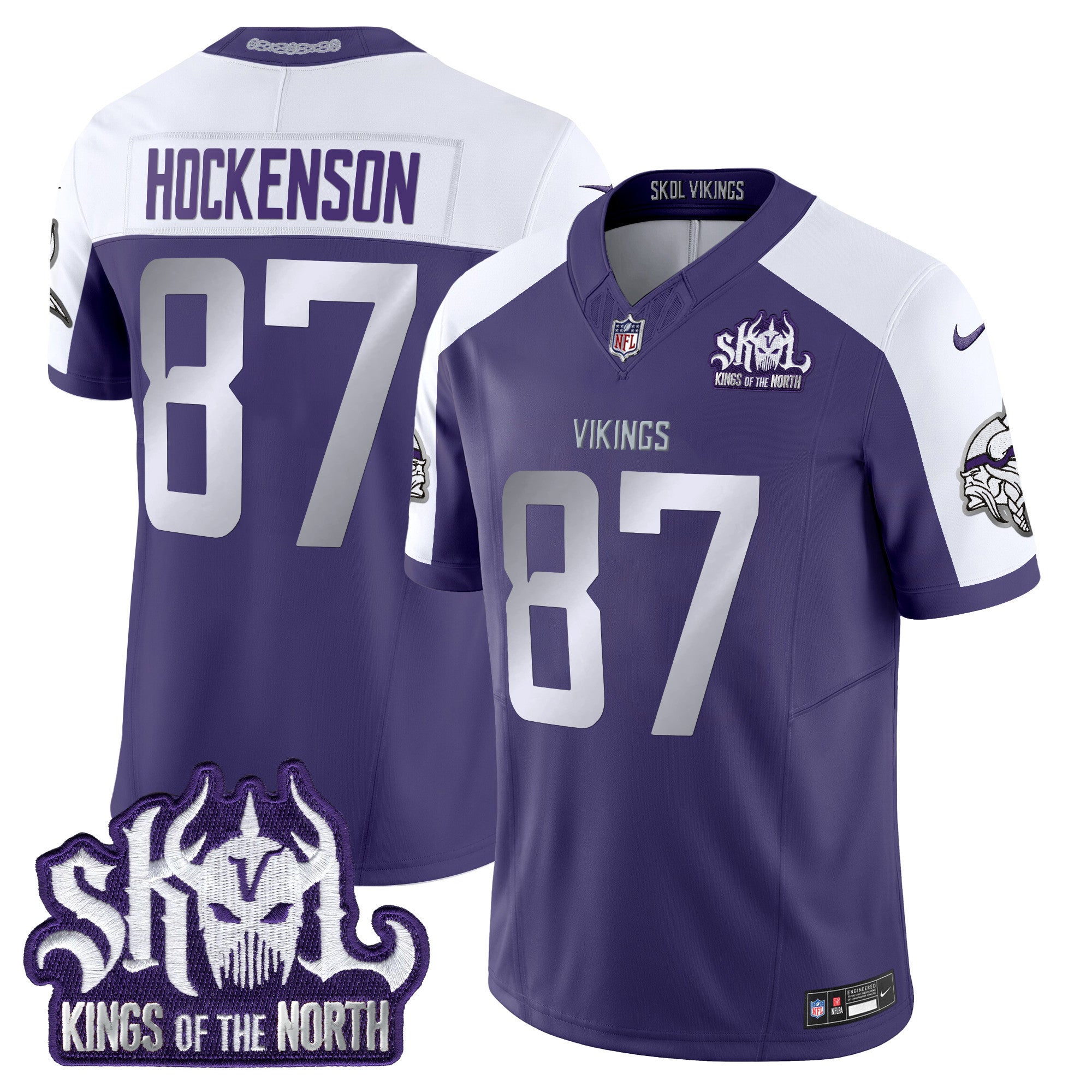 Men's Minnesota Vikings 2024 Winter Warrior Skol Patch Vapor Limited Jersey - All Stitched - Purple Alternate, T.J. Hockenson