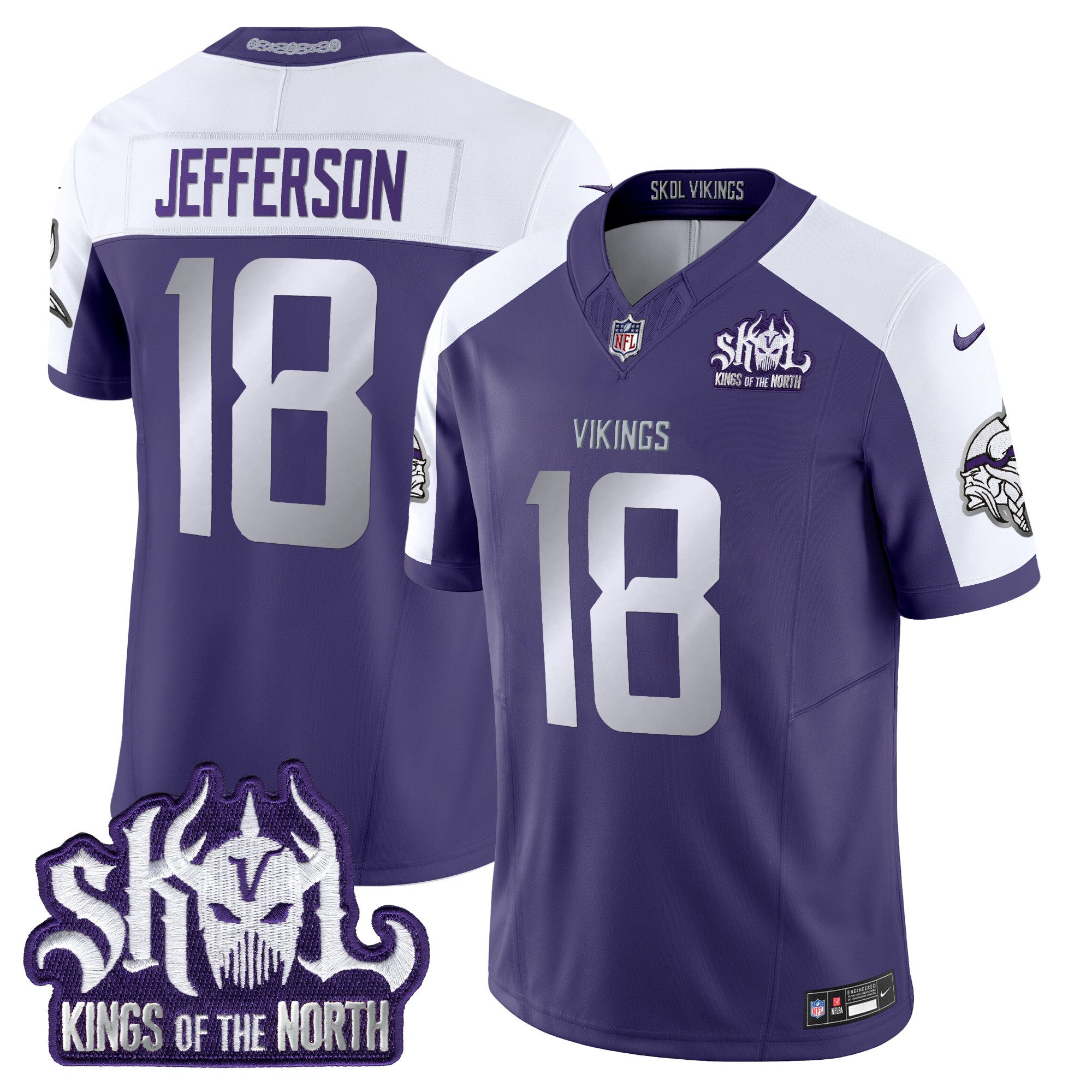 Men's Minnesota Vikings 2024 Winter Warrior Skol Patch Vapor Limited Jersey - All Stitched - Purple Alternate, Justin Jefferson