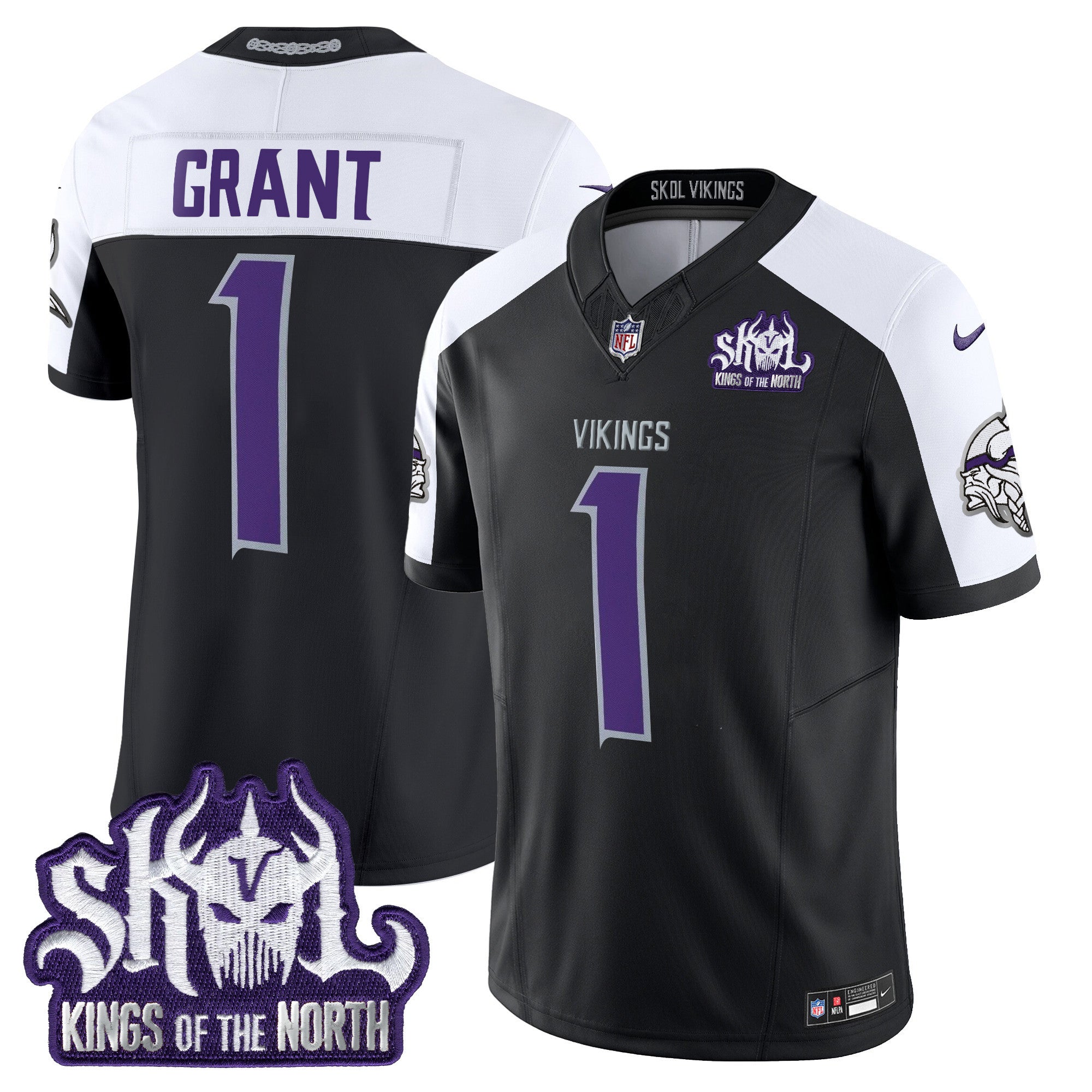 Men's Minnesota Vikings 2024 Winter Warrior Skol Patch Vapor Limited Jersey - All Stitched - Black Alternate, Bud Grant