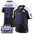 Men's Minnesota Vikings 2024 Winter Warrior Skol Patch Vapor Limited Jersey - All Stitched - Black Alternate, J.J. McCarthy