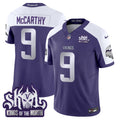 Men's Minnesota Vikings 2024 Winter Warrior Skol Patch Vapor Limited Jersey - All Stitched - Purple Alternate, J.J. McCarthy
