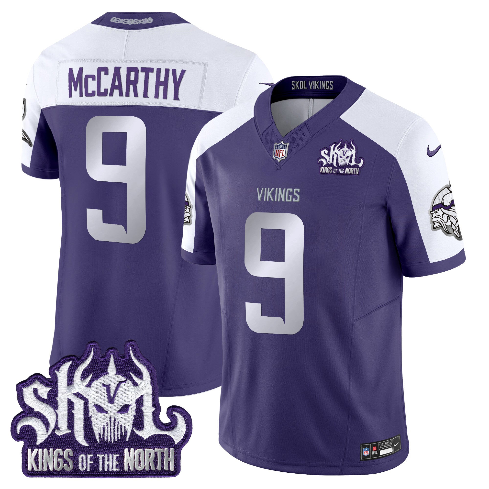 Men's Minnesota Vikings 2024 Winter Warrior Skol Patch Vapor Limited Jersey - All Stitched - Purple Alternate, J.J. McCarthy