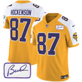 Men's Minnesota Vikings Bud Grant Patch Classic Limited Jersey V3 - All Stitched - Gold Alternate, T.J. Hockenson