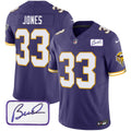 Men's Minnesota Vikings Bud Grant Patch Classic Limited Jersey V3 - All Stitched - Purple, Aaron Jones