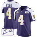 Men's Minnesota Vikings Bud Grant Patch Classic Limited Jersey V3 - All Stitched - Purple Alternate, Dalvin Cook