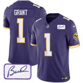 Men's Minnesota Vikings Bud Grant Patch Classic Limited Jersey V3 - All Stitched - Purple, Bud Grant