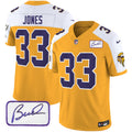 Men's Minnesota Vikings Bud Grant Patch Classic Limited Jersey V3 - All Stitched - Gold Alternate, Aaron Jones