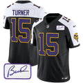 Men's Minnesota Vikings Bud Grant Patch Classic Limited Jersey V3 - All Stitched - Black Alternate, Dallas Turner