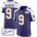 Men's Minnesota Vikings Bud Grant Patch Classic Limited Jersey V3 - All Stitched - Purple Alternate, J.J. McCarthy