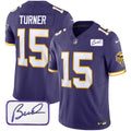 Men's Minnesota Vikings Bud Grant Patch Classic Limited Jersey V3 - All Stitched - Purple, Dallas Turner