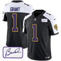 Men's Minnesota Vikings Bud Grant Patch Classic Limited Jersey V3 - All Stitched - Black Alternate, Bud Grant
