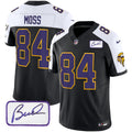 Men's Minnesota Vikings Bud Grant Patch Classic Limited Jersey V3 - All Stitched - Black Alternate, Randy Moss