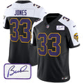 Men's Minnesota Vikings Bud Grant Patch Classic Limited Jersey V3 - All Stitched - Black Alternate, Aaron Jones