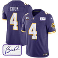 Men's Minnesota Vikings Bud Grant Patch Classic Limited Jersey V3 - All Stitched - Purple, Dalvin Cook