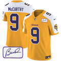 Men's Minnesota Vikings Bud Grant Patch Classic Limited Jersey V6 - All Stitched - Gold Alternate, J.J. McCarthy