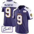 Men's Minnesota Vikings Bud Grant Patch Classic Limited Jersey V6 - All Stitched - Purple Alternate, J.J. McCarthy