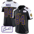 Men's Minnesota Vikings Bud Grant Patch Classic Limited Jersey V6 - All Stitched - Black Alternate, Randy Moss