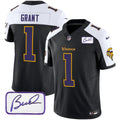 Men's Minnesota Vikings Bud Grant Patch Classic Limited Jersey V6 - All Stitched - Black Alternate, Bud Grant