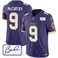 Men's Minnesota Vikings Bud Grant Patch Classic Limited Jersey V6 - All Stitched - Purple, J.J. McCarthy