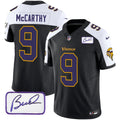 Men's Minnesota Vikings Bud Grant Patch Classic Limited Jersey V6 - All Stitched - Black Alternate, J.J. McCarthy