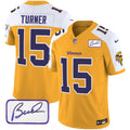 Men's Minnesota Vikings Bud Grant Patch Classic Limited Jersey V6 - All Stitched - Gold Alternate, Dallas Turner