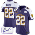 Men's Minnesota Vikings Bud Grant Patch Classic Limited Jersey V6 - All Stitched - Purple Alternate, Harrison Smith