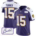 Men's Minnesota Vikings Bud Grant Patch Classic Limited Jersey V6 - All Stitched - Purple Alternate, Dallas Turner