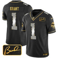 Men's Minnesota Vikings Bud Grant Patch Gold Limited Jersey V2 - All Stitched - Black Limited, Bud Grant
