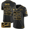 Men's Minnesota Vikings Bud Grant Patch Gold Limited Jersey V2 - All Stitched - Black Gold, Harrison Smith