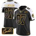 Men's Minnesota Vikings Bud Grant Patch Gold Limited Jersey V2 - All Stitched - Alternate, T.J. Hockenson