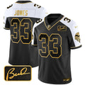 Men's Minnesota Vikings Bud Grant Patch Gold Limited Jersey V2 - All Stitched - Alternate, Aaron Jones