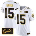 Men's Minnesota Vikings Bud Grant Patch Gold Limited Jersey V2 - All Stitched - White Gold, Dallas Turner