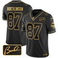 Men's Minnesota Vikings Bud Grant Patch Gold Limited Jersey V2 - All Stitched - Black Gold, T.J. Hockenson