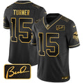 Men's Minnesota Vikings Bud Grant Patch Gold Limited Jersey V2 - All Stitched - Black Gold, Dallas Turner