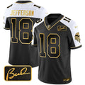 Men's Minnesota Vikings Bud Grant Patch Gold Limited Jersey V2 - All Stitched - Alternate, Justin Jefferson