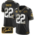 Men's Minnesota Vikings Bud Grant Patch Gold Limited Jersey V2 - All Stitched - Black Limited, Harrison Smith