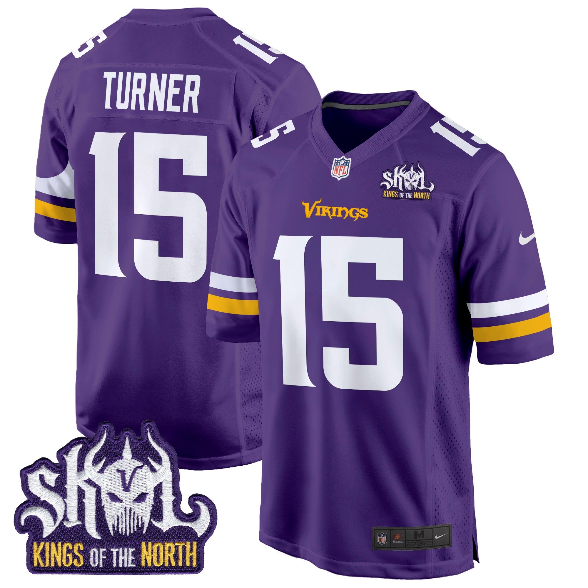 Men's Minnesota Vikings King Of The North Patch Game Jersey - All Stitched - Purple, Dallas Turner