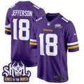 Men's Minnesota Vikings King Of The North Patch Game Jersey - All Stitched - Purple, Justin Jefferson