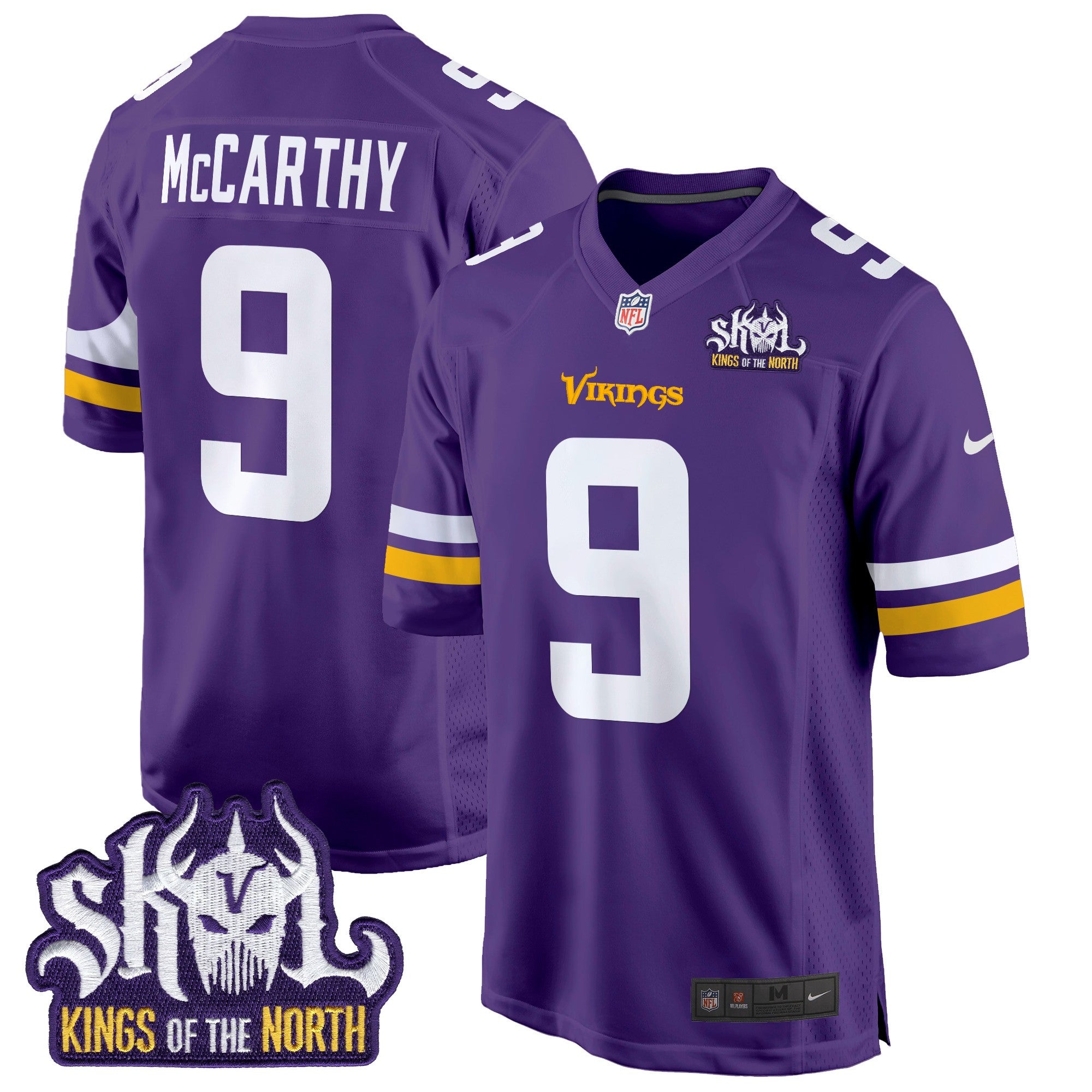 Men's Minnesota Vikings King Of The North Patch Game Jersey - All Stitched - Purple, J.J. McCarthy