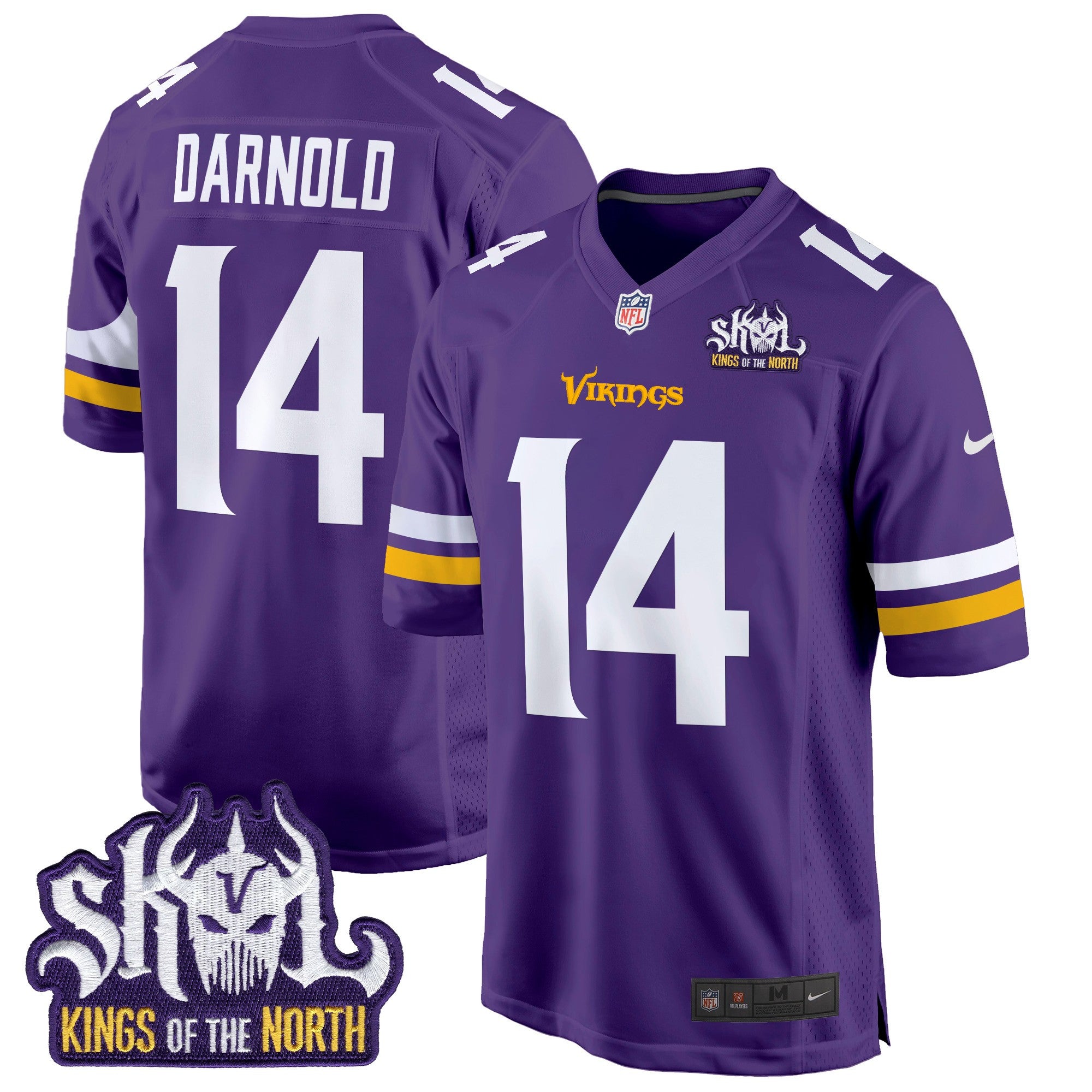 Men's Minnesota Vikings King Of The North Patch Game Jersey - All Stitched - Purple, Sam Darnold