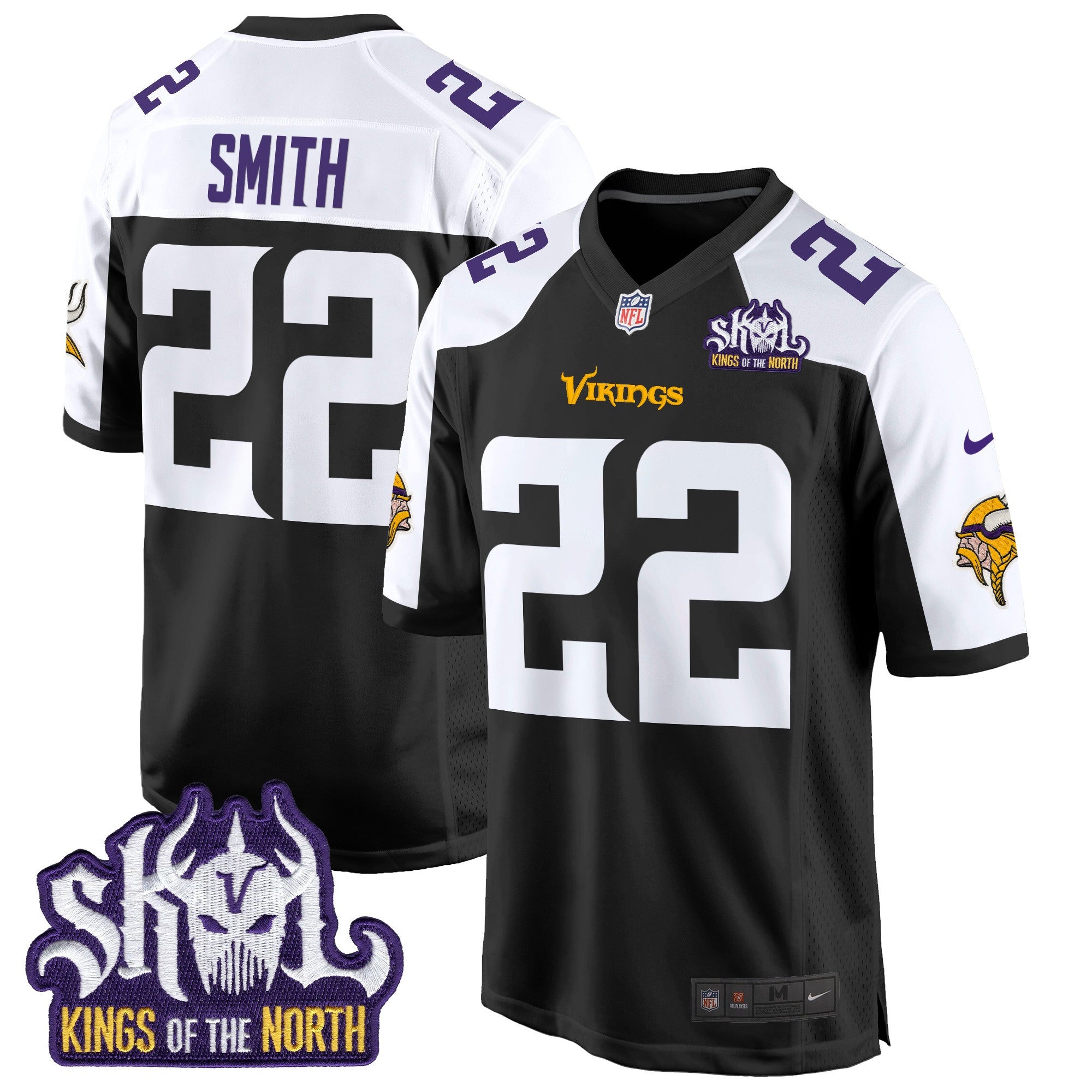 Men's Minnesota Vikings King Of The North Patch Game Jersey - All Stitched - Black Alternate, Harrison Smith