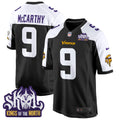 Men's Minnesota Vikings King Of The North Patch Game Jersey - All Stitched - Black Alternate, J.J. McCarthy
