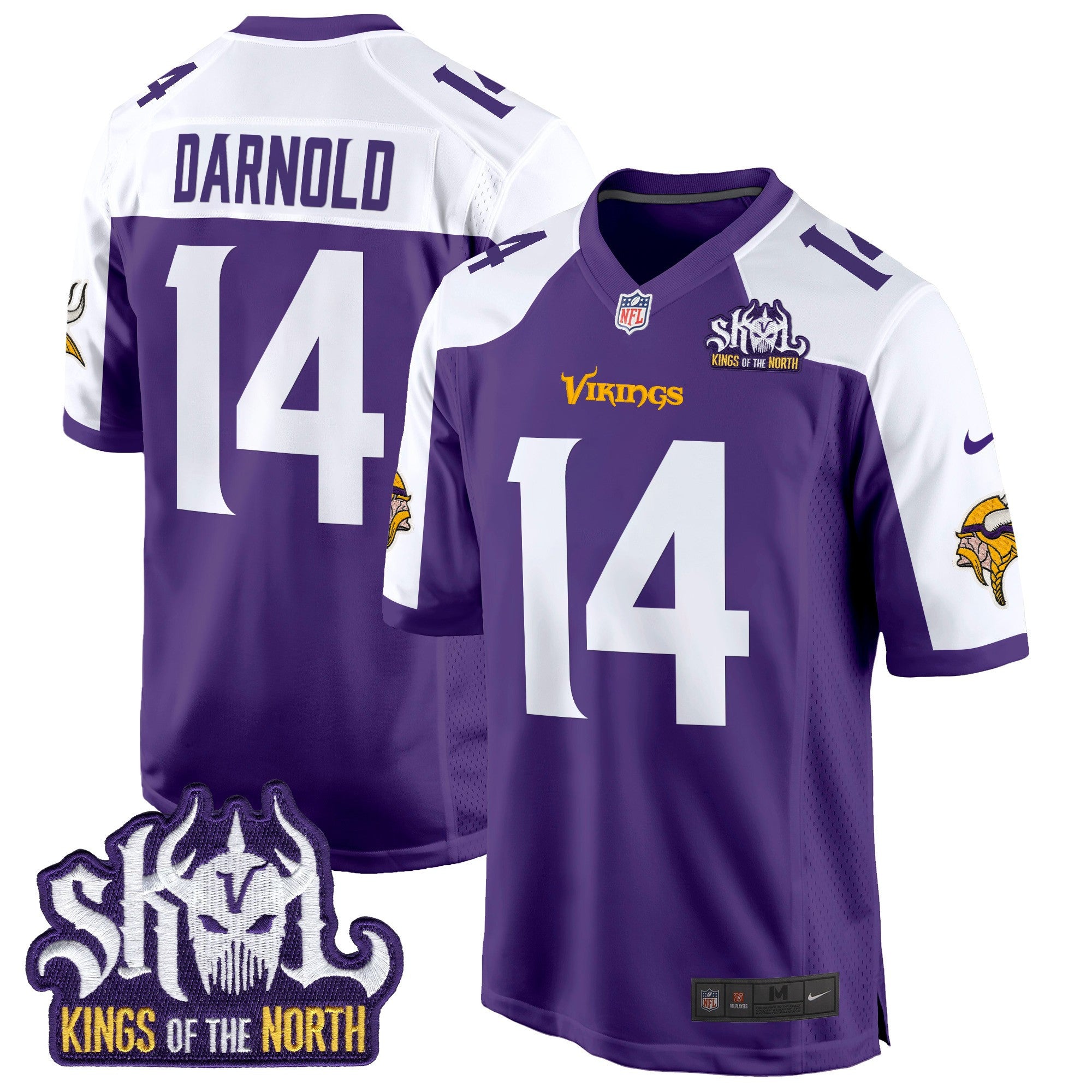 Men's Minnesota Vikings King Of The North Patch Game Jersey - All Stitched