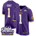 Men's Minnesota Vikings King Of The North Patch Throwback Game Jersey - All Stitched - Purple, Bud Grant
